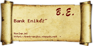 Bank Enikő névjegykártya